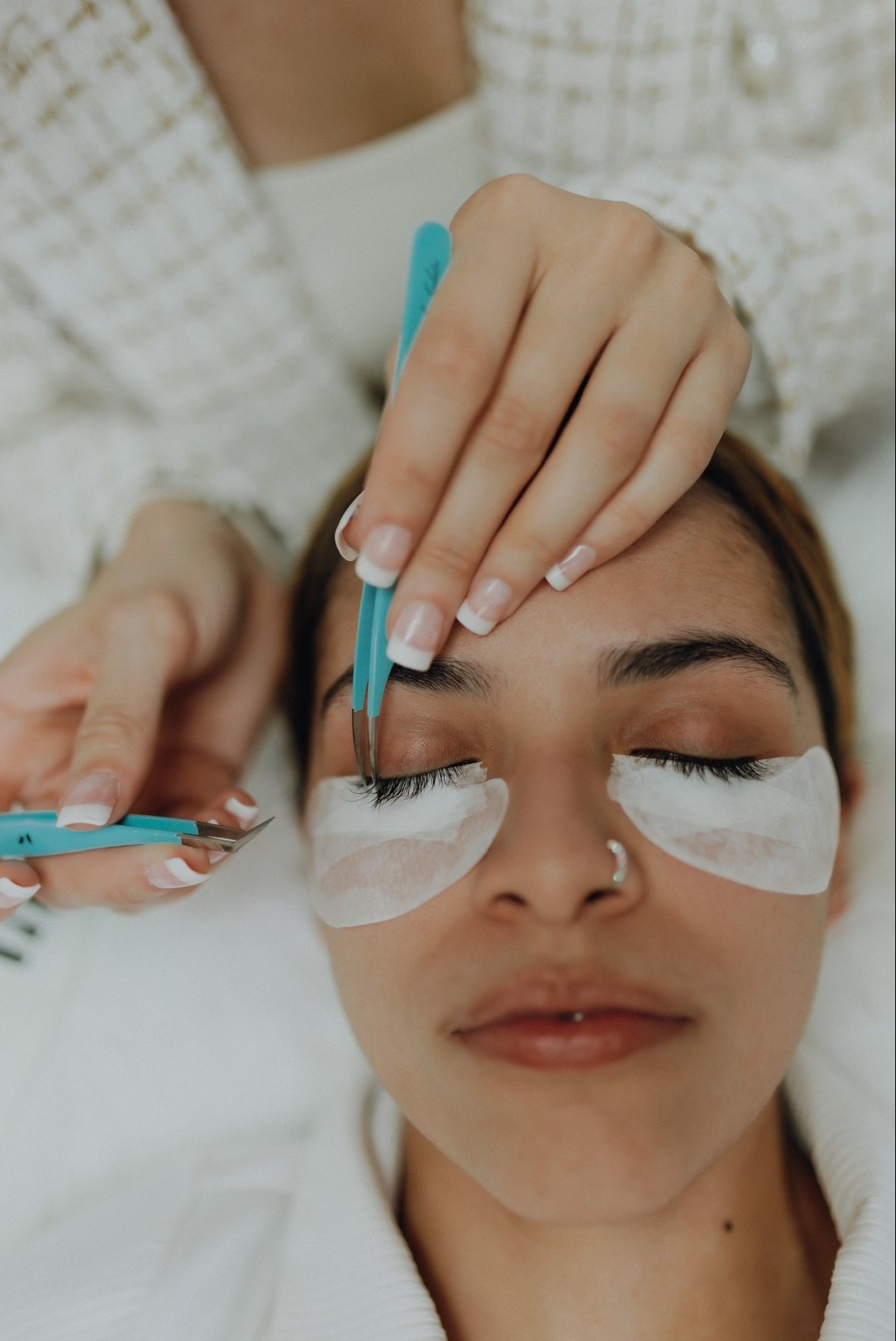 Brow treatment in progress at Love & Light Atelier